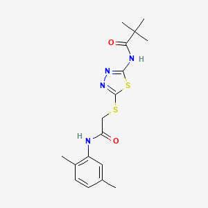 molecular formula C17H22N4O2S2 B3013547 N-(5-((2-((2,5-dimethylphenyl)amino)-2-oxoethyl)thio)-1,3,4-thiadiazol-2-yl)pivalamide CAS No. 392294-81-4