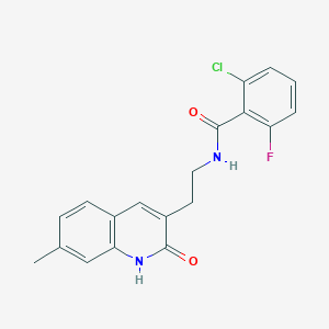 molecular formula C19H16ClFN2O2 B3013553 2-chloro-6-fluoro-N-(2-(7-methyl-2-oxo-1,2-dihydroquinolin-3-yl)ethyl)benzamide CAS No. 851404-64-3