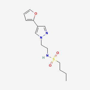 molecular formula C13H19N3O3S B3013558 N-(2-(4-(furan-2-yl)-1H-pyrazol-1-yl)ethyl)butane-1-sulfonamide CAS No. 2034352-36-6
