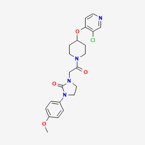 molecular formula C22H25ClN4O4 B3013562 1-(2-(4-((3-Chloropyridin-4-yl)oxy)piperidin-1-yl)-2-oxoethyl)-3-(4-methoxyphenyl)imidazolidin-2-one CAS No. 2034496-91-6