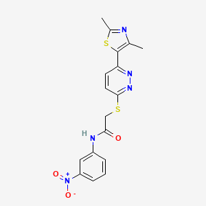 molecular formula C17H15N5O3S2 B3013563 2-((6-(2,4-dimethylthiazol-5-yl)pyridazin-3-yl)thio)-N-(3-nitrophenyl)acetamide CAS No. 894009-50-8