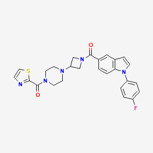 molecular formula C26H24FN5O2S B3013566 [1-(4-Fluorophenyl)indol-5-yl]-[3-[4-(1,3-thiazole-2-carbonyl)piperazin-1-yl]azetidin-1-yl]methanone CAS No. 1252765-13-1