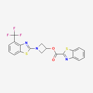 molecular formula C19H12F3N3O2S2 B3013574 1-(4-(三氟甲基)苯并[d]噻唑-2-基)氮杂环丁-3-基苯并[d]噻唑-2-羧酸酯 CAS No. 1396811-19-0