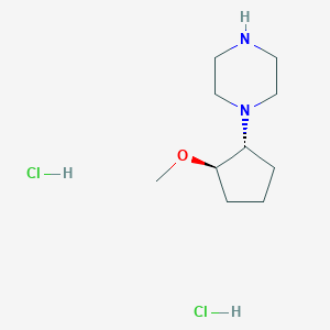 molecular formula C10H22Cl2N2O B3013577 1-[(1R,2R)-2-甲氧基环戊基]哌嗪；二盐酸盐 CAS No. 2230802-99-8