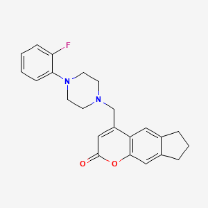 molecular formula C23H23FN2O2 B3013579 4-((4-(2-fluorophenyl)piperazin-1-yl)methyl)-7,8-dihydrocyclopenta[g]chromen-2(6H)-one CAS No. 796060-29-2