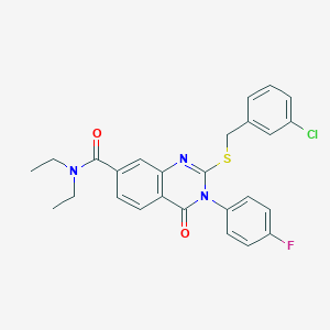 2-((3-chlorobenzyl)thio)-N,N-diethyl-3-(4-fluorophenyl)-4-oxo-3,4-dihydroquinazoline-7-carboxamide