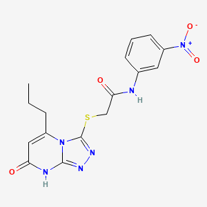 molecular formula C16H16N6O4S B3013587 N-(3-nitrophenyl)-2-((7-oxo-5-propyl-7,8-dihydro-[1,2,4]triazolo[4,3-a]pyrimidin-3-yl)thio)acetamide CAS No. 891123-08-3