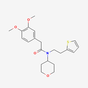 B3013591 2-(3,4-dimethoxyphenyl)-N-(tetrahydro-2H-pyran-4-yl)-N-(2-(thiophen-2-yl)ethyl)acetamide CAS No. 1798543-63-1
