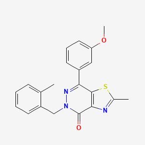 molecular formula C21H19N3O2S B3013611 7-(3-甲氧基苯基)-2-甲基-5-(2-甲基苄基)噻唑并[4,5-d]嘧啶-4(5H)-酮 CAS No. 941968-84-9