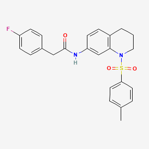 molecular formula C24H23FN2O3S B3013623 2-(4-氟苯基)-N-(1-甲苯磺酰-1,2,3,4-四氢喹啉-7-基)乙酰胺 CAS No. 898429-64-6