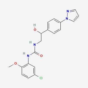 molecular formula C19H19ClN4O3 B3013648 1-(5-Chloro-2-methoxyphenyl)-3-[2-hydroxy-2-(4-pyrazol-1-ylphenyl)ethyl]urea CAS No. 2415628-28-1