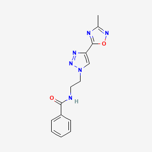 N-(2-(4-(3-methyl-1,2,4-oxadiazol-5-yl)-1H-1,2,3-triazol-1-yl)ethyl)benzamide