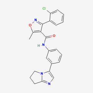 molecular formula C23H19ClN4O2 B3013656 3-(2-chlorophenyl)-N-(3-(6,7-dihydro-5H-pyrrolo[1,2-a]imidazol-3-yl)phenyl)-5-methylisoxazole-4-carboxamide CAS No. 1396682-53-3