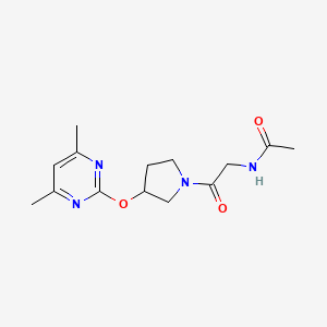 N-(2-(3-((4,6-dimethylpyrimidin-2-yl)oxy)pyrrolidin-1-yl)-2-oxoethyl)acetamide