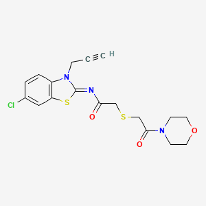 molecular formula C18H18ClN3O3S2 B3013669 (Z)-N-(6-chloro-3-(prop-2-yn-1-yl)benzo[d]thiazol-2(3H)-ylidene)-2-((2-morpholino-2-oxoethyl)thio)acetamide CAS No. 896676-86-1