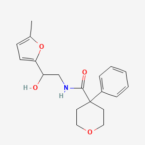 B3013678 N-(2-hydroxy-2-(5-methylfuran-2-yl)ethyl)-4-phenyltetrahydro-2H-pyran-4-carboxamide CAS No. 1226457-11-9