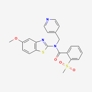 B3013693 N-(5-methoxybenzo[d]thiazol-2-yl)-2-(methylsulfonyl)-N-(pyridin-4-ylmethyl)benzamide CAS No. 941914-04-1