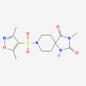 molecular formula C13H18N4O5S B3013700 8-((3,5-Dimethylisoxazol-4-yl)sulfonyl)-3-methyl-1,3,8-triazaspiro[4.5]decane-2,4-dione CAS No. 1021073-62-0