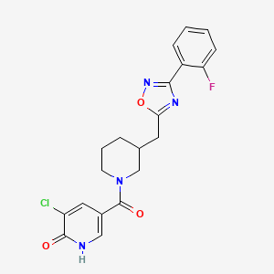 molecular formula C20H18ClFN4O3 B3013714 (5-Chloro-6-hydroxypyridin-3-yl)(3-((3-(2-fluorophenyl)-1,2,4-oxadiazol-5-yl)methyl)piperidin-1-yl)methanone CAS No. 1706310-64-6