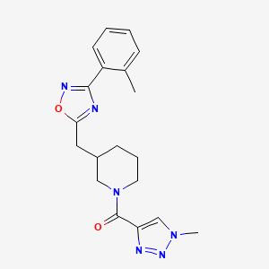 molecular formula C19H22N6O2 B3013718 (1-甲基-1H-1,2,3-三唑-4-基)(3-((3-(邻甲苯基)-1,2,4-恶二唑-5-基)甲基)哌啶-1-基)甲苯酮 CAS No. 1705103-66-7