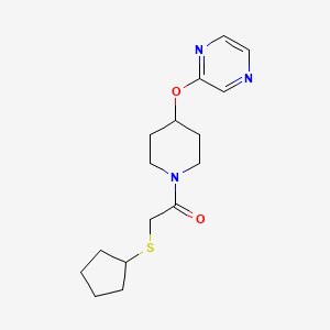 molecular formula C16H23N3O2S B3013722 2-(Cyclopentylthio)-1-(4-(pyrazin-2-yloxy)piperidin-1-yl)ethanone CAS No. 1448137-19-6