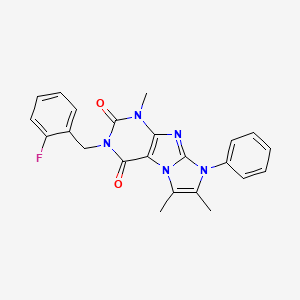 molecular formula C23H20FN5O2 B3013733 3-(2-fluorobenzyl)-1,6,7-trimethyl-8-phenyl-1H-imidazo[2,1-f]purine-2,4(3H,8H)-dione CAS No. 887455-05-2
