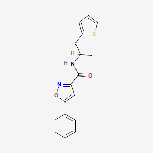 molecular formula C17H16N2O2S B3013734 5-phenyl-N-(1-(thiophen-2-yl)propan-2-yl)isoxazole-3-carboxamide CAS No. 1207052-69-4