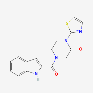 molecular formula C16H14N4O2S B3013749 4-(1H-吲哚-2-羰基)-1-(噻唑-2-基)哌嗪-2-酮 CAS No. 2310123-72-7