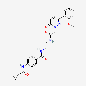 molecular formula C26H27N5O5 B3013762 4-(环丙烷甲酰胺)-N-(2-(2-(3-(2-甲氧基苯基)-6-氧代吡哒嗪-1(6H)-基)乙酰氨基)乙基)苯甲酰胺 CAS No. 1251680-56-4