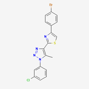 molecular formula C18H12BrClN4S B3013769 4-(4-bromophenyl)-2-(1-(3-chlorophenyl)-5-methyl-1H-1,2,3-triazol-4-yl)thiazole CAS No. 1105223-90-2