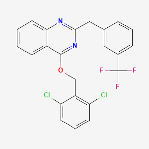 molecular formula C23H15Cl2F3N2O B3013776 2,6-Dichlorobenzyl 2-[3-(trifluoromethyl)benzyl]-4-quinazolinyl ether CAS No. 861208-35-7