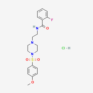molecular formula C20H25ClFN3O4S B3013789 2-fluoro-N-(2-(4-((4-methoxyphenyl)sulfonyl)piperazin-1-yl)ethyl)benzamide hydrochloride CAS No. 1185012-51-4