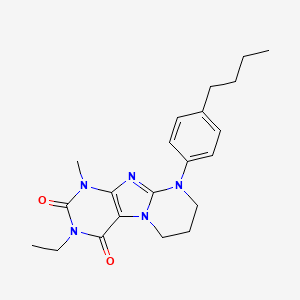 molecular formula C21H27N5O2 B3013795 9-(4-butylphenyl)-3-ethyl-1-methyl-7,8-dihydro-6H-purino[7,8-a]pyrimidine-2,4-dione CAS No. 893956-83-7
