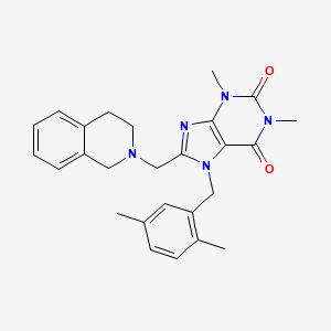 molecular formula C26H29N5O2 B3013802 8-((3,4-dihydroisoquinolin-2(1H)-yl)methyl)-7-(2,5-dimethylbenzyl)-1,3-dimethyl-1H-purine-2,6(3H,7H)-dione CAS No. 851939-14-5