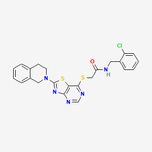 molecular formula C23H20ClN5OS2 B3013803 N-(2-chlorobenzyl)-2-((2-(3,4-dihydroisoquinolin-2(1H)-yl)thiazolo[4,5-d]pyrimidin-7-yl)thio)acetamide CAS No. 1189699-23-7