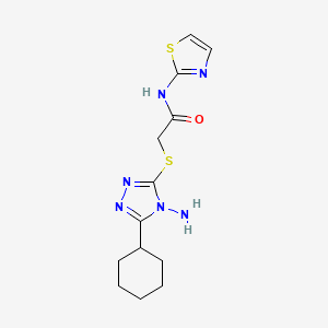 molecular formula C13H18N6OS2 B3013805 2-((4-amino-5-cyclohexyl-4H-1,2,4-triazol-3-yl)thio)-N-(thiazol-2-yl)acetamide CAS No. 887848-51-3