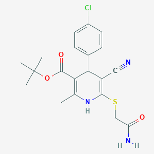 molecular formula C20H22ClN3O3S B3013808 Tert-butyl 6-(2-amino-2-oxoethyl)sulfanyl-4-(4-chlorophenyl)-5-cyano-2-methyl-1,4-dihydropyridine-3-carboxylate CAS No. 337499-40-8