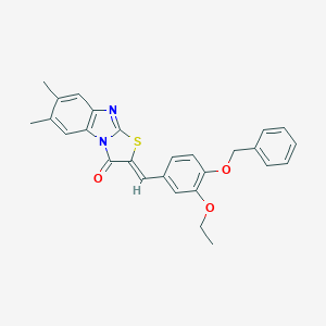 molecular formula C27H24N2O3S B301381 2-[4-(benzyloxy)-3-ethoxybenzylidene]-6,7-dimethyl[1,3]thiazolo[3,2-a]benzimidazol-3(2H)-one 
