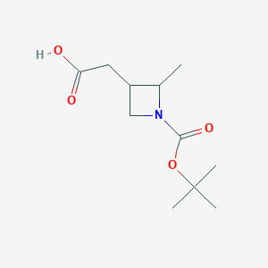 molecular formula C11H19NO4 B3013818 2-{1-[(叔丁氧基)羰基]-2-甲基氮杂环丁烷-3-基}乙酸 CAS No. 2167195-25-5