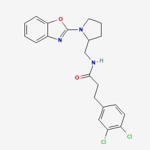 molecular formula C21H21Cl2N3O2 B3013826 N-((1-(benzo[d]oxazol-2-yl)pyrrolidin-2-yl)methyl)-3-(3,4-dichlorophenyl)propanamide CAS No. 1795192-63-0