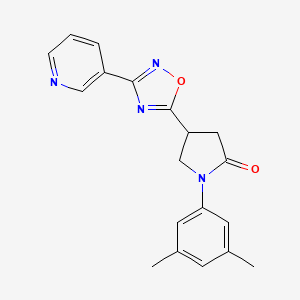 molecular formula C19H18N4O2 B3013827 1-(3,5-二甲基苯基)-4-(3-(吡啶-3-基)-1,2,4-恶二唑-5-基)吡咯烷-2-酮 CAS No. 941906-54-3