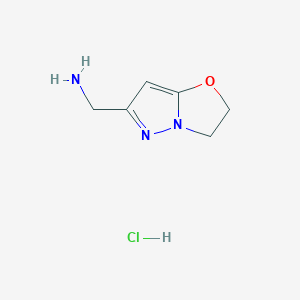 molecular formula C6H10ClN3O B3013833 {2,3-Dihydropyrazolo[5,1-b]oxazol-6-yl}methanamine hydrochloride CAS No. 2197062-90-9