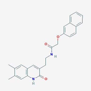 molecular formula C25H24N2O3 B3013836 N-(2-(6,7-dimethyl-2-oxo-1,2-dihydroquinolin-3-yl)ethyl)-2-(naphthalen-2-yloxy)acetamide CAS No. 851096-14-5
