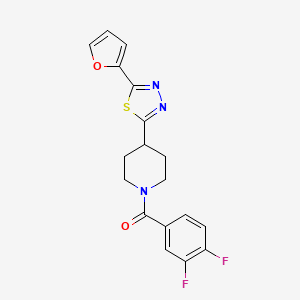 molecular formula C18H15F2N3O2S B3013844 (3,4-二氟苯基)(4-(5-(呋喃-2-基)-1,3,4-噻二唑-2-基)哌啶-1-基)甲苯酮 CAS No. 1105245-85-9