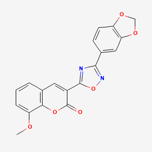 molecular formula C19H12N2O6 B3013845 3-[3-(1,3-苯并二氧杂环-5-基)-1,2,4-恶二唑-5-基]-8-甲氧基-2H-色烯-2-酮 CAS No. 892756-53-5