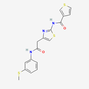 molecular formula C17H15N3O2S3 B3013855 N-(4-(2-((3-(甲硫基)苯基)氨基)-2-氧代乙基)噻唑-2-基)噻吩-3-羧酰胺 CAS No. 1210175-72-6