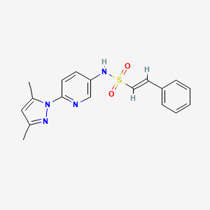 molecular formula C18H18N4O2S B3013857 (E)-N-[6-(3,5-二甲基吡唑-1-基)吡啶-3-基]-2-苯乙烯磺酰胺 CAS No. 1173524-26-9