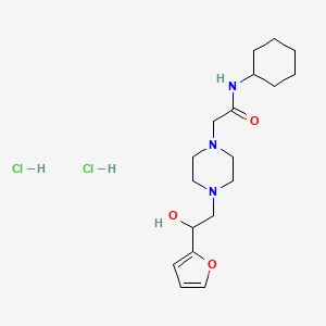 molecular formula C18H31Cl2N3O3 B3013860 N-cyclohexyl-2-(4-(2-(furan-2-yl)-2-hydroxyethyl)piperazin-1-yl)acetamide dihydrochloride CAS No. 1396850-12-6