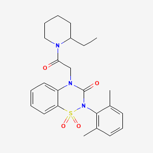 molecular formula C24H29N3O4S B3013894 2-(2,6-dimethylphenyl)-4-(2-(2-ethylpiperidin-1-yl)-2-oxoethyl)-2H-benzo[e][1,2,4]thiadiazin-3(4H)-one 1,1-dioxide CAS No. 941955-30-2