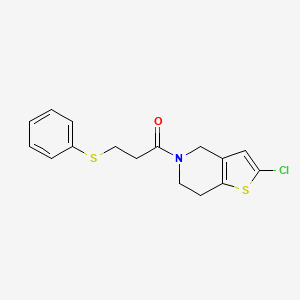 molecular formula C16H16ClNOS2 B3013898 1-{2-氯-4H,5H,6H,7H-噻吩并[3,2-c]吡啶-5-基}-3-(苯硫基)丙-1-酮 CAS No. 2097883-48-0